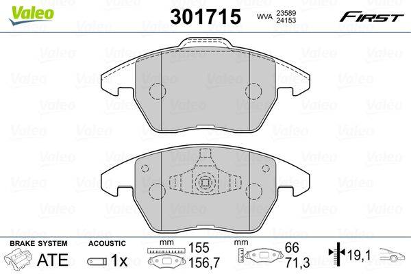 Valeo 301715 Bremsbelagsatz, Scheibenbremse