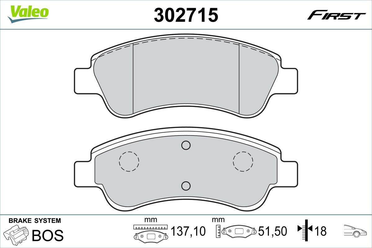 Valeo 302715 Bremsbelagsatz, Scheibenbremse