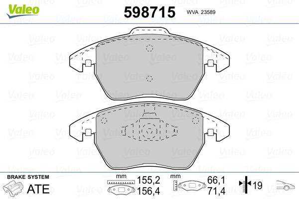 Valeo 598715 Bremsbelagsatz, Scheibenbremse