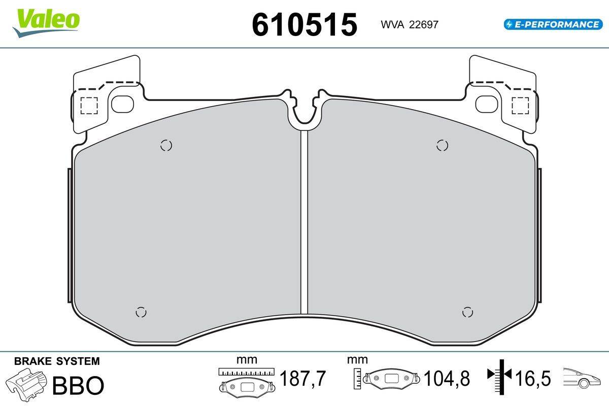 Valeo 610515 Bremsbelagsatz, Scheibenbremse