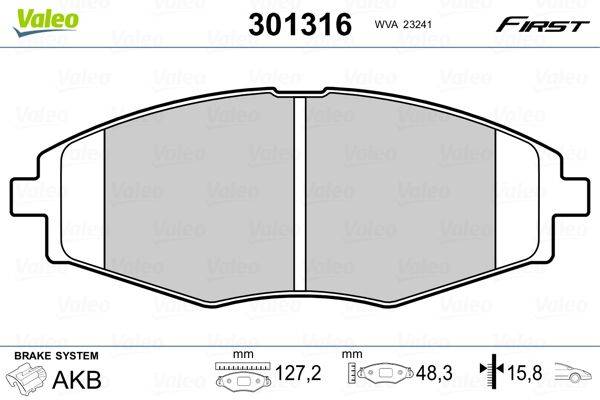 Valeo 301316 Bremsbelagsatz, Scheibenbremse