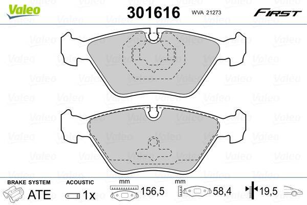 Valeo 301616 Bremsbelagsatz, Scheibenbremse