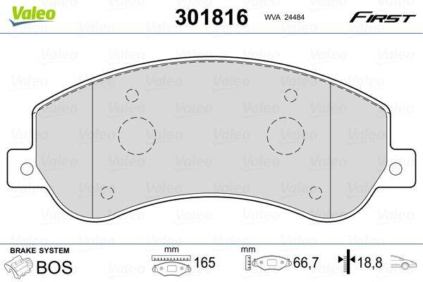 Valeo 301816 Bremsbelagsatz, Scheibenbremse
