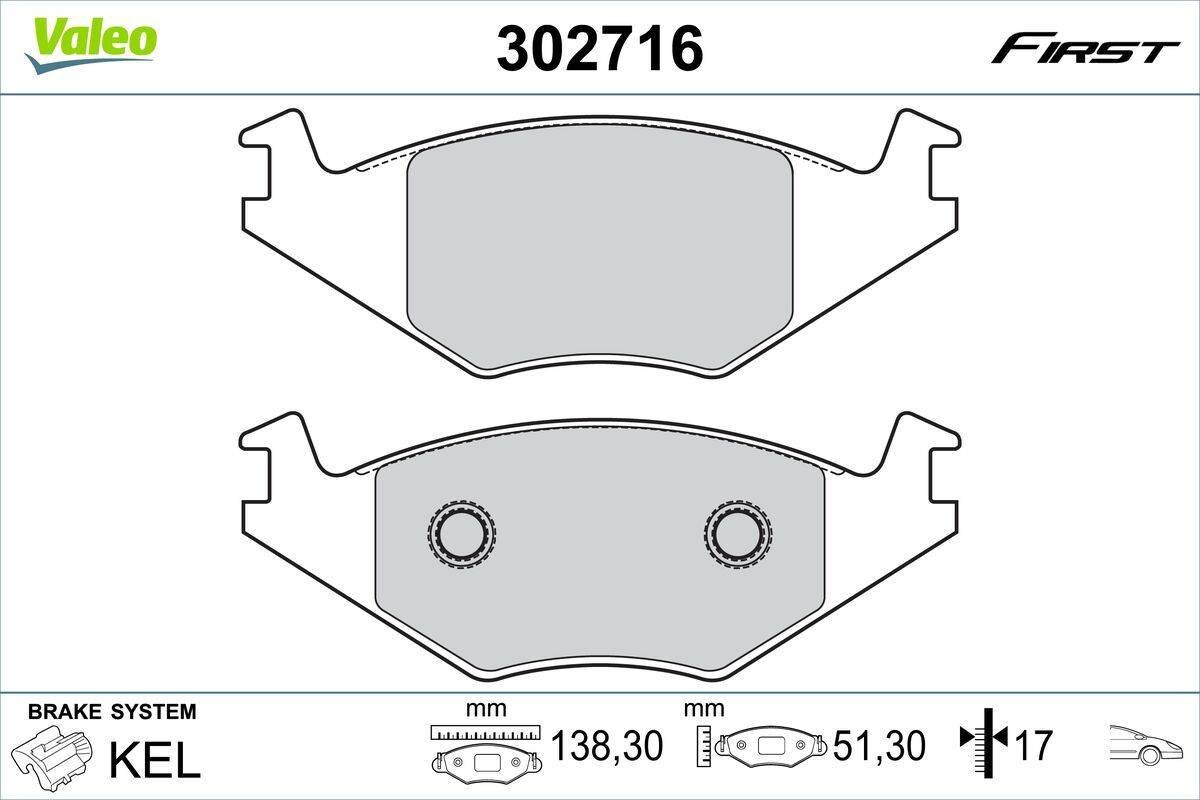 Valeo 302716 Bremsbelagsatz, Scheibenbremse