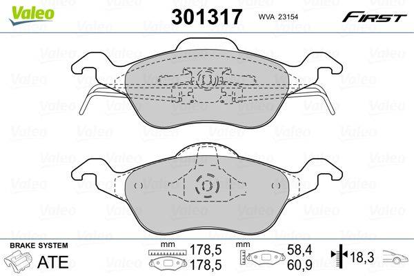 Valeo 301317 Bremsbelagsatz, Scheibenbremse