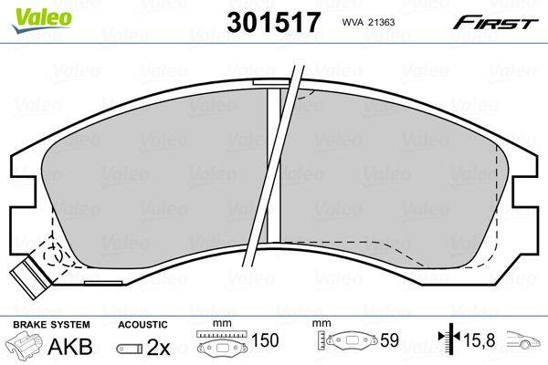 Valeo 301517 Bremsbelagsatz, Scheibenbremse