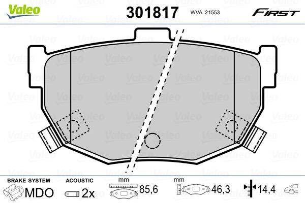 Valeo 301817 Bremsbelagsatz, Scheibenbremse
