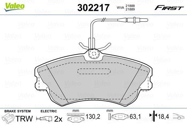 Valeo 302217 Bremsbelagsatz, Scheibenbremse