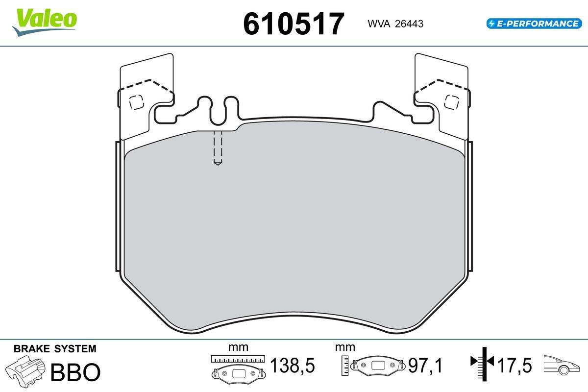 Valeo 610517 Bremsbelagsatz, Scheibenbremse