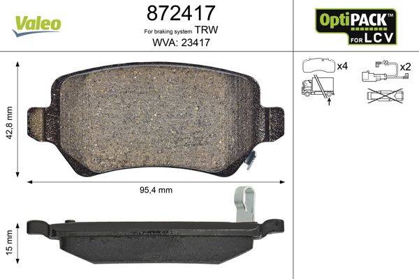 Valeo 872417 Bremsbelagsatz, Scheibenbremse