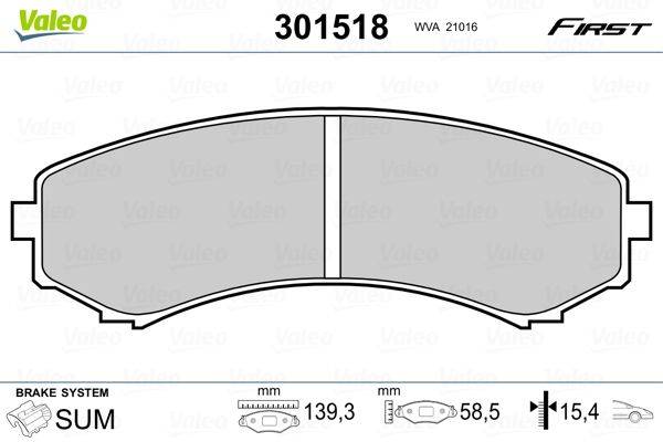 Valeo 301518 Bremsbelagsatz, Scheibenbremse