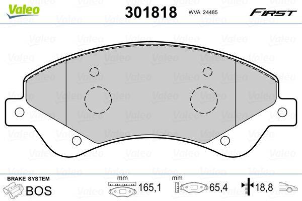 Valeo 301818 Bremsbelagsatz, Scheibenbremse