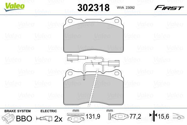 Valeo 302318 Bremsbelagsatz, Scheibenbremse