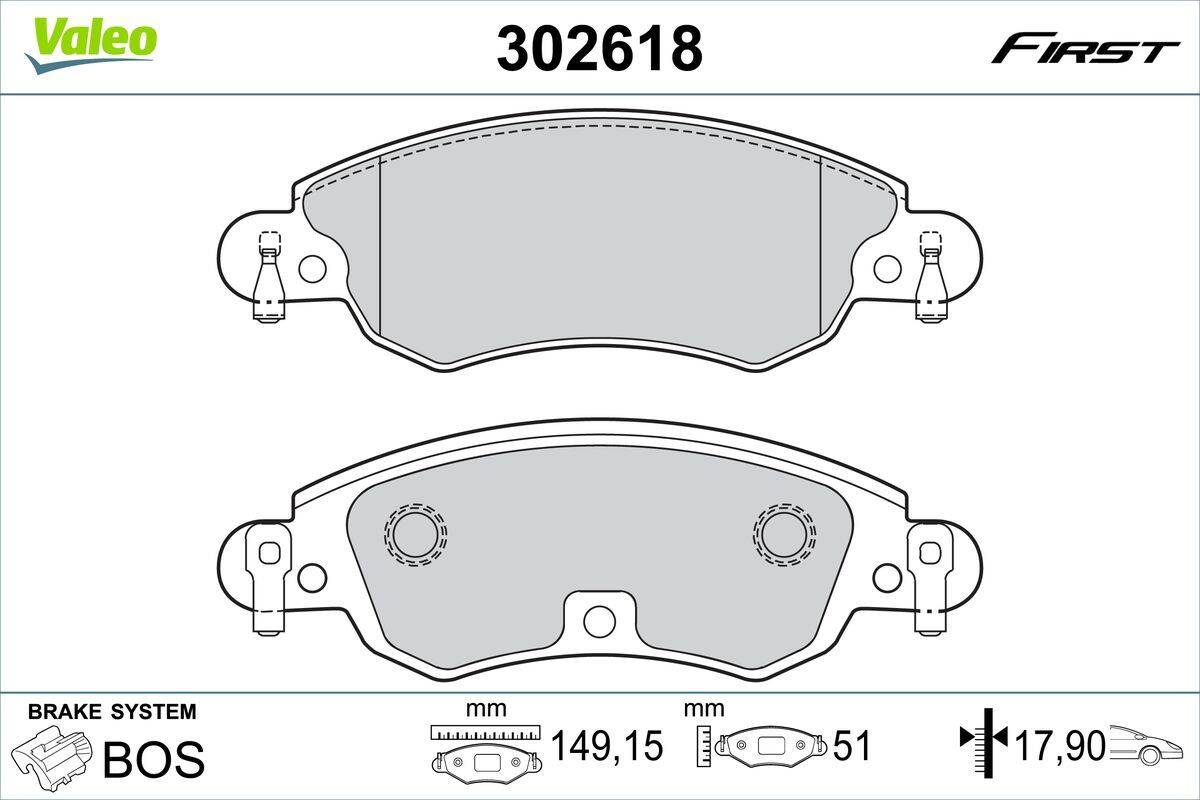 Valeo 302618 Bremsbelagsatz, Scheibenbremse