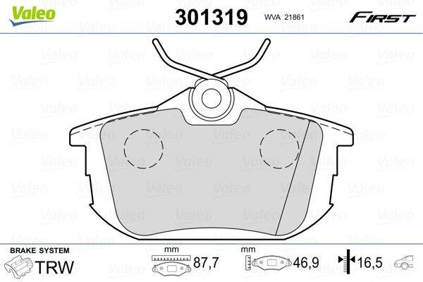 Valeo 301319 Bremsbelagsatz, Scheibenbremse