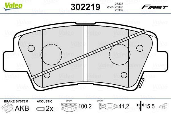 Valeo 302219 Bremsbelagsatz, Scheibenbremse