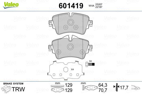 Valeo 601419 Bremsbelagsatz, Scheibenbremse
