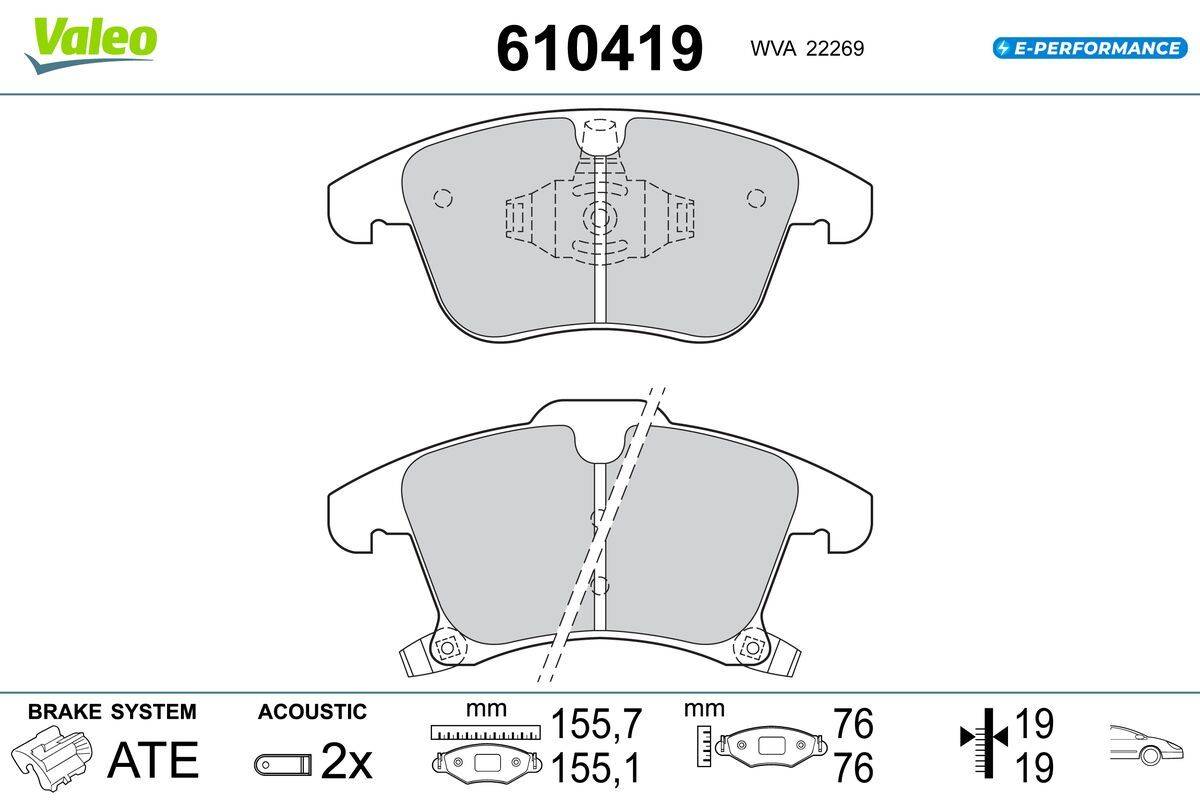 Valeo 610419 Bremsbelagsatz, Scheibenbremse