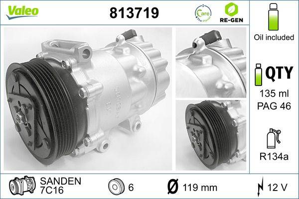 Valeo 813719 Kompressor, Klimaanlage