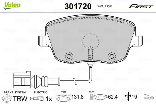 Valeo 301720 Bremsbelagsatz, Scheibenbremse