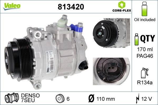 Valeo 813420 Kompressor, Klimaanlage