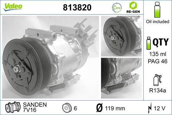 Valeo 813820 Kompressor, Klimaanlage