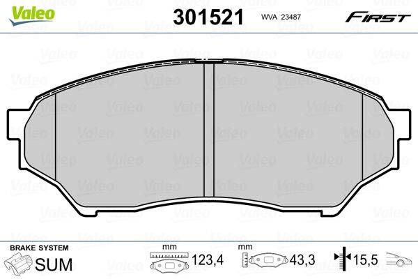 Valeo 301521 Bremsbelagsatz, Scheibenbremse