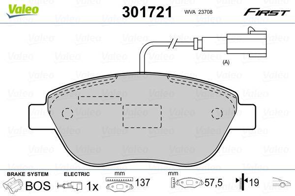 Valeo 301721 Bremsbelagsatz, Scheibenbremse
