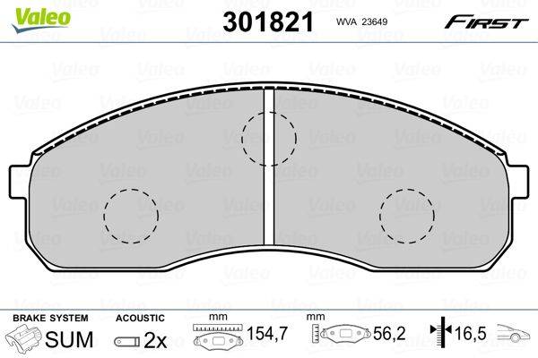 Valeo 301821 Bremsbelagsatz, Scheibenbremse