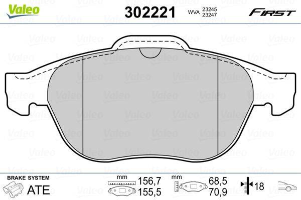 Valeo 302221 Bremsbelagsatz, Scheibenbremse