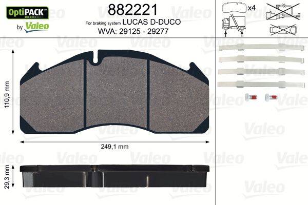 Valeo 882221 Bremsbelagsatz, Scheibenbremse
