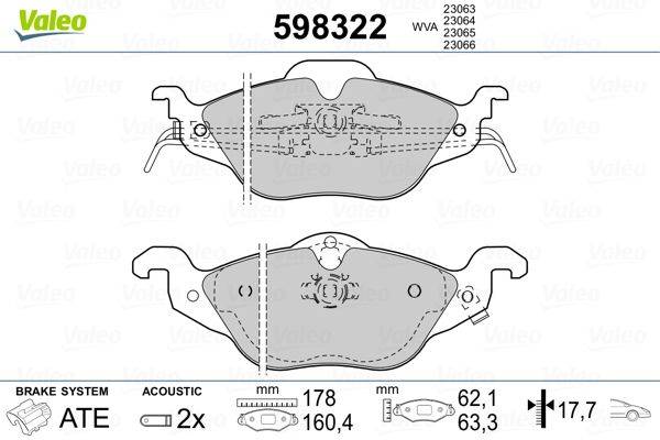 Valeo 598322 Bremsbelagsatz, Scheibenbremse