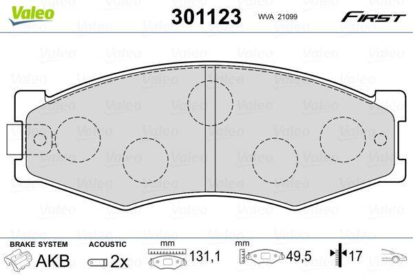 Valeo 301123 Bremsbelagsatz, Scheibenbremse