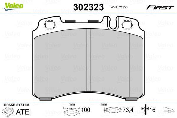 Valeo 302323 Bremsbelagsatz, Scheibenbremse