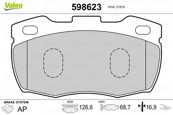 Valeo 598623 Bremsbelagsatz, Scheibenbremse