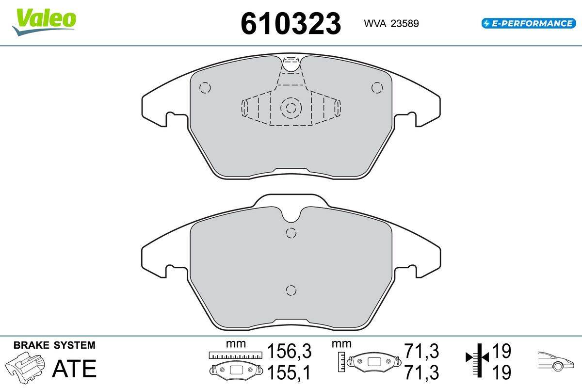 Valeo 610323 Bremsbelagsatz, Scheibenbremse