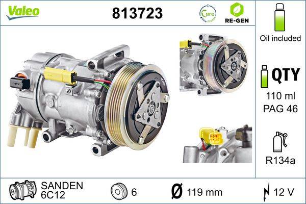 Valeo 813723 Kompressor, Klimaanlage