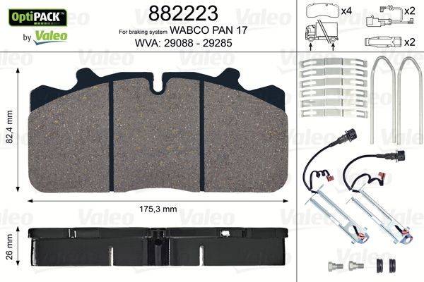 Valeo 882223 Bremsbelagsatz, Scheibenbremse