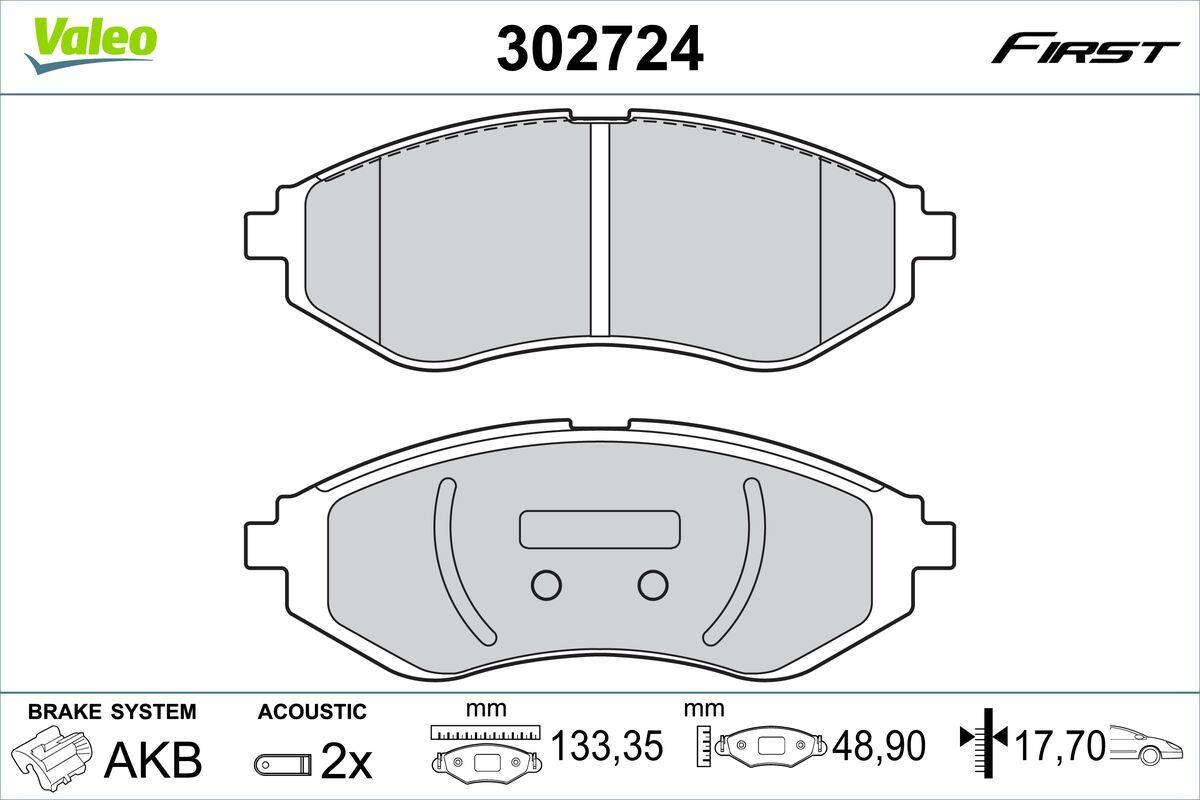 Valeo 302724 Bremsbelagsatz, Scheibenbremse