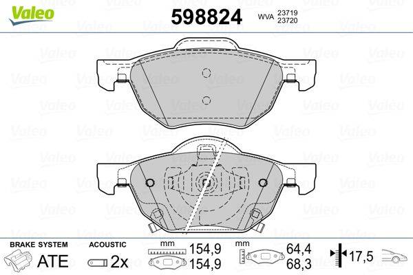 Valeo 598824 Bremsbelagsatz, Scheibenbremse