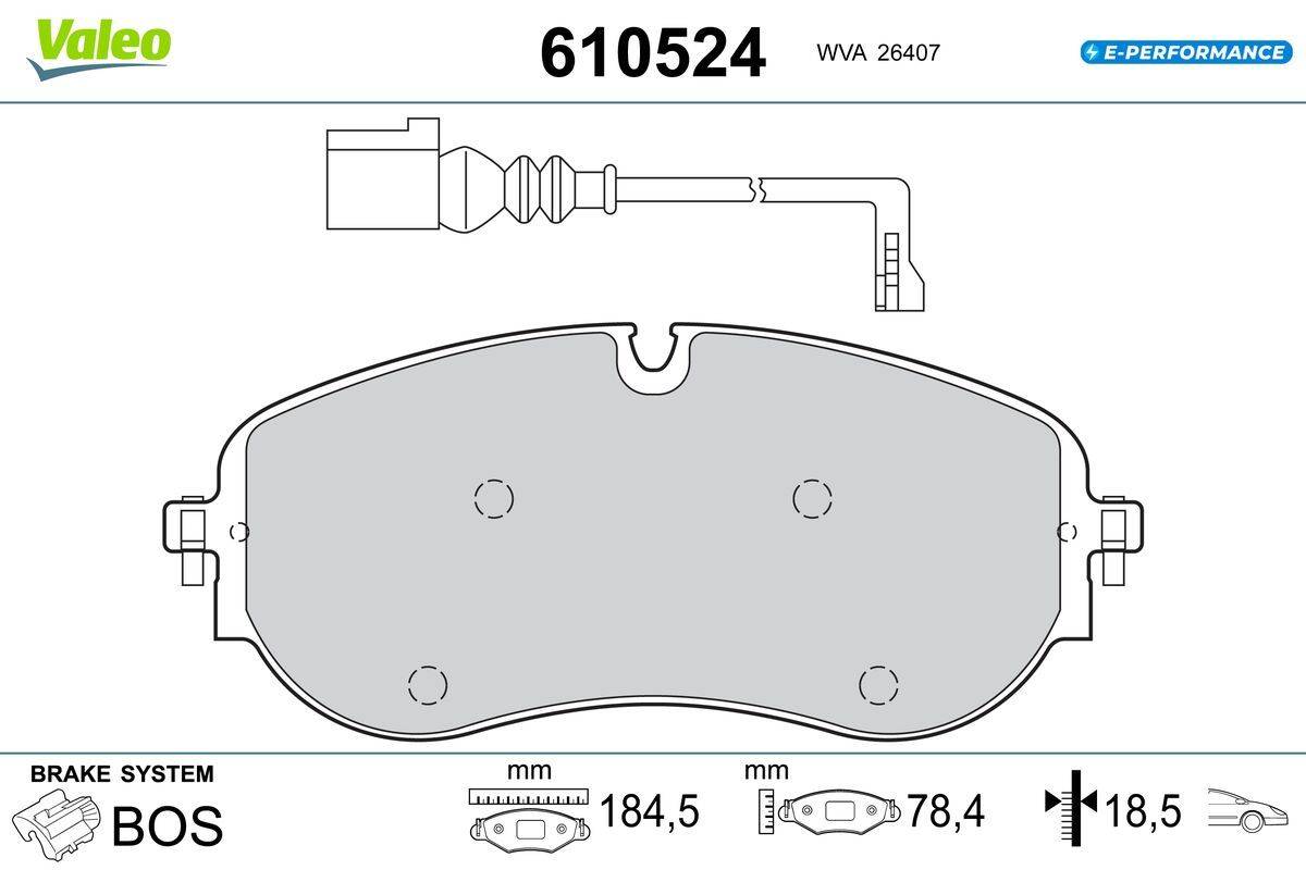 Valeo 610524 Bremsbelagsatz, Scheibenbremse