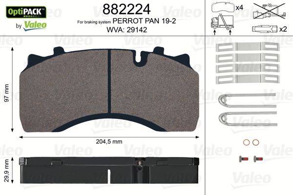 Valeo 882224 Bremsbelagsatz, Scheibenbremse