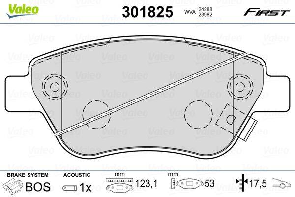 Valeo 301825 Bremsbelagsatz, Scheibenbremse