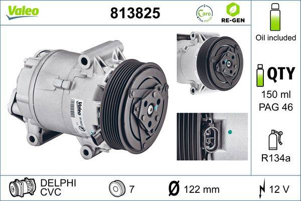 Valeo 813825 Kompressor, Klimaanlage
