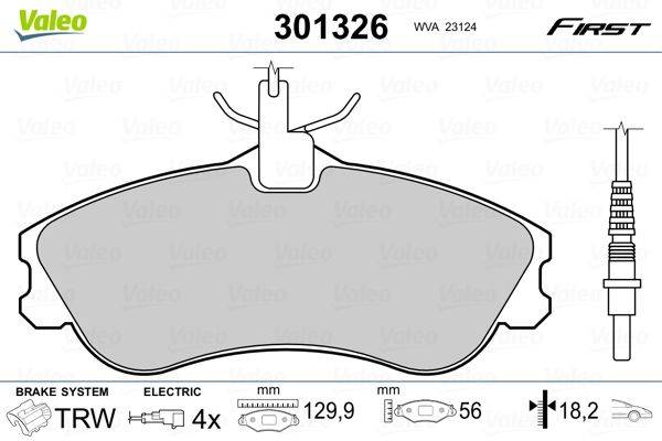 Valeo 301326 Bremsbelagsatz, Scheibenbremse