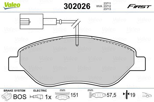 Valeo 302026 Bremsbelagsatz, Scheibenbremse