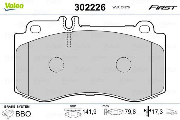 Valeo 302226 Bremsbelagsatz, Scheibenbremse