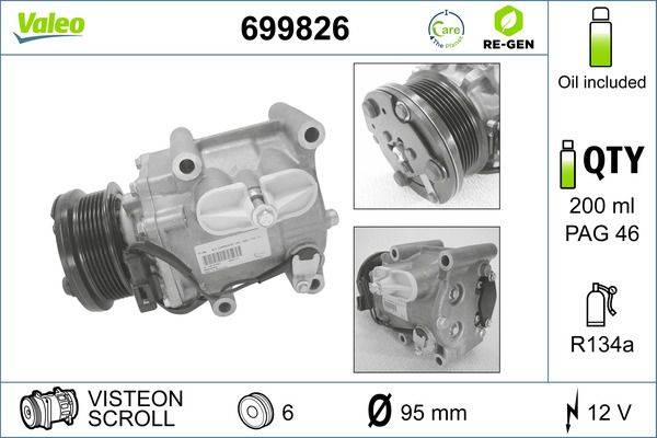 Valeo 699826 Kompressor, Klimaanlage