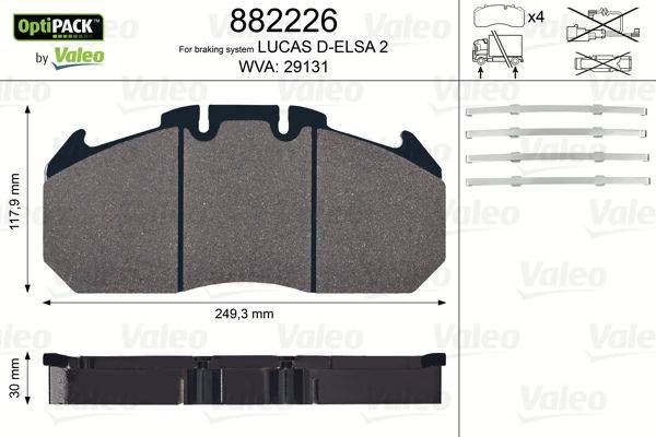 Valeo 882226 Bremsbelagsatz, Scheibenbremse
