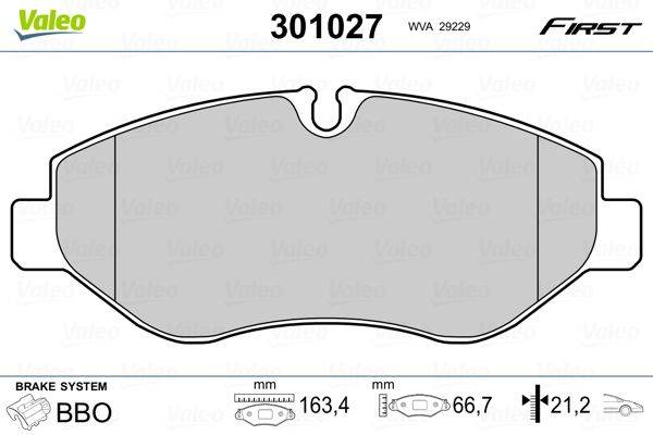 Valeo 301027 Bremsbelagsatz, Scheibenbremse